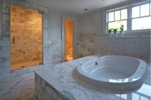 Luxury bathroom by Chryssa Wolfe with Hanlon Design Build